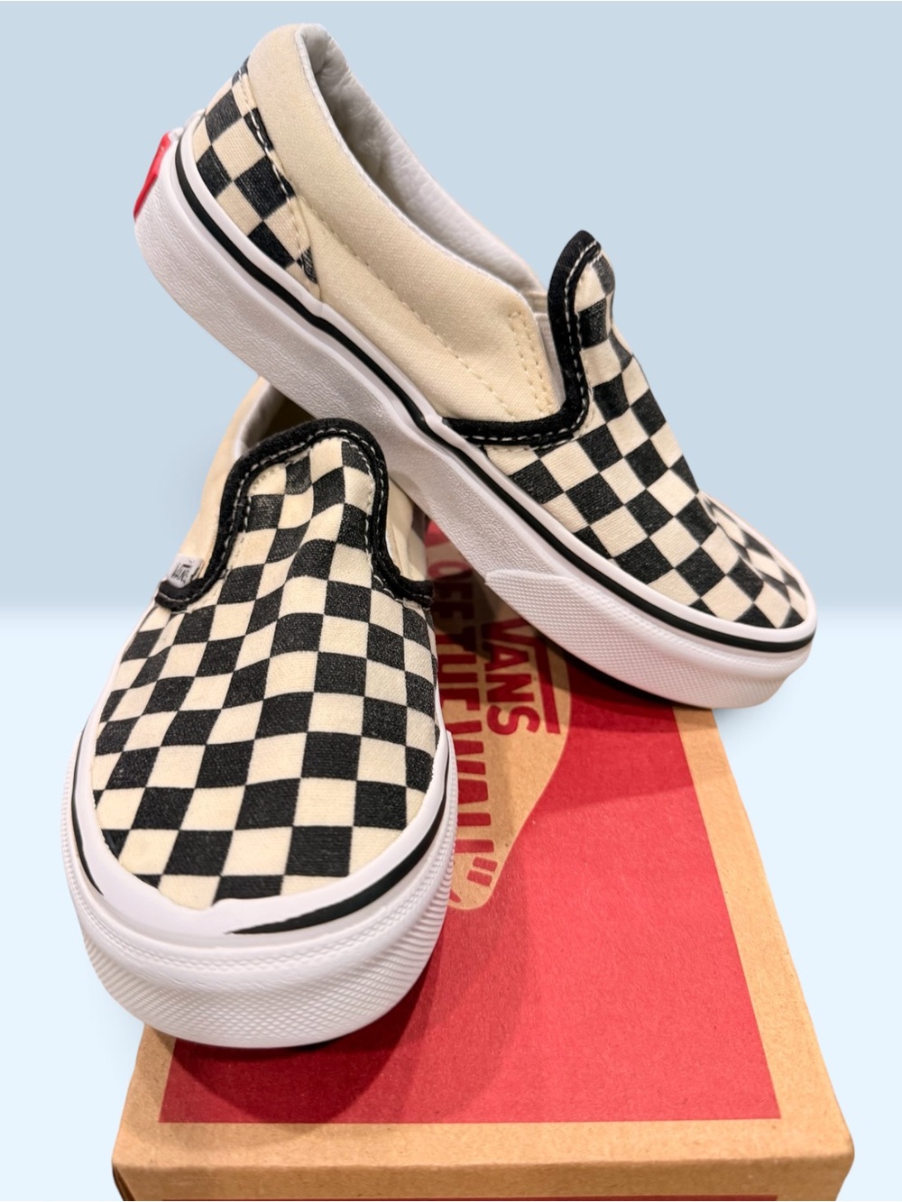 Vans Kids Checkerboard Slip-On Sneakers - Black & Cream